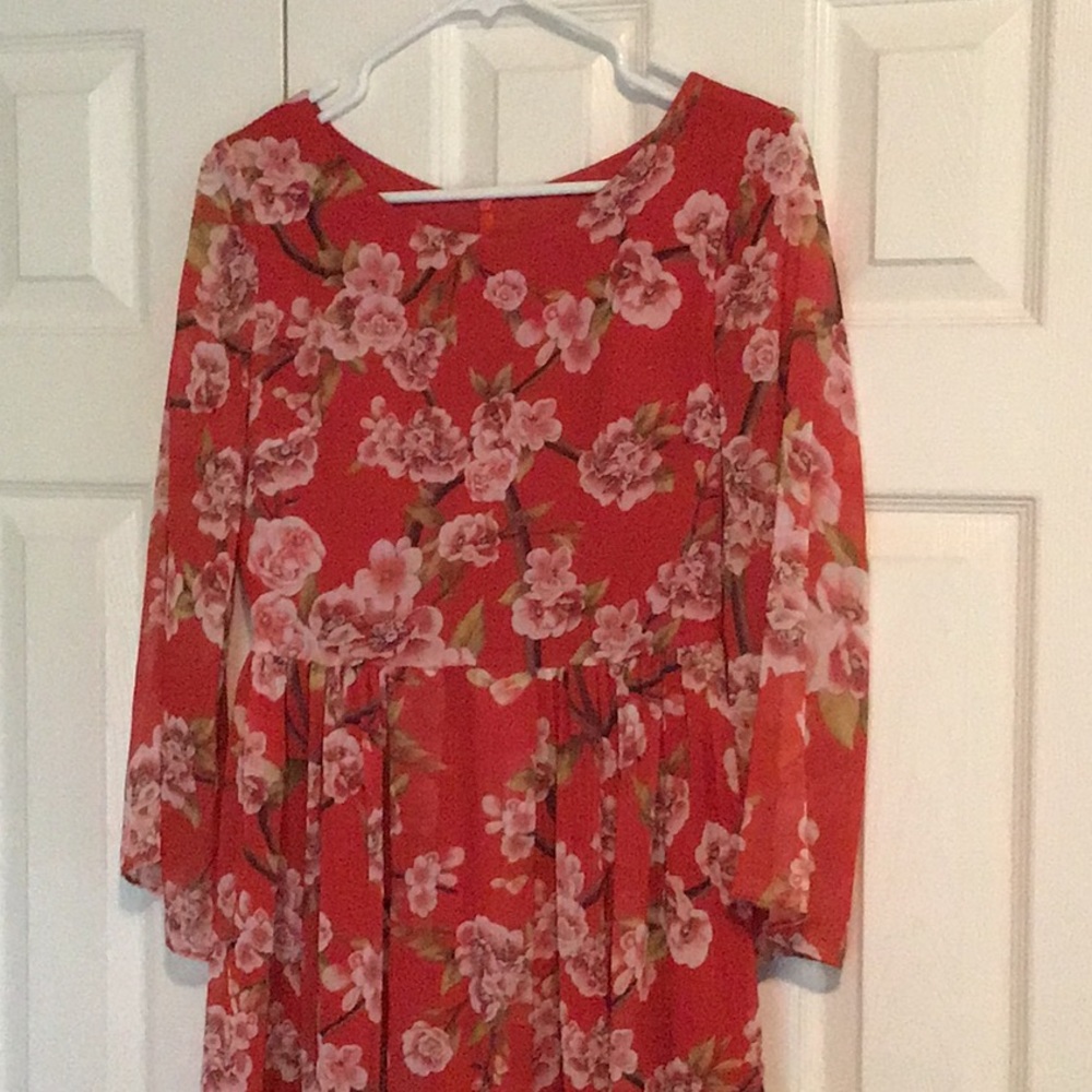 Cherry blossom midi dress, D&G style fabric